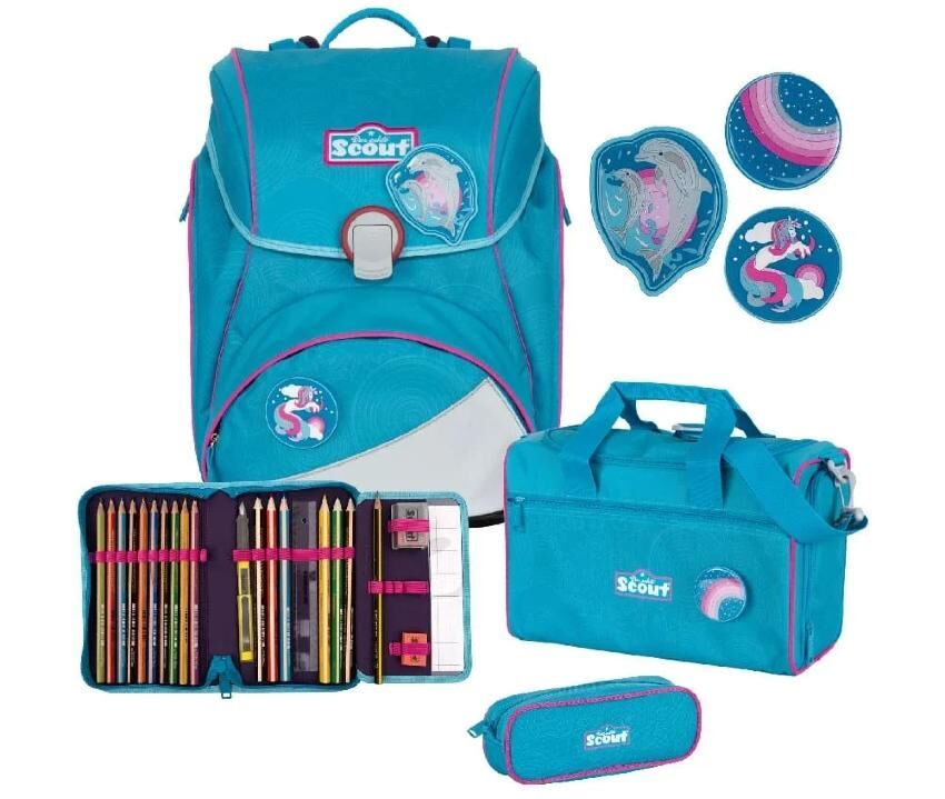 Scout Alpha Schulranzen-Set 4tlg Dolphins - einfarbig