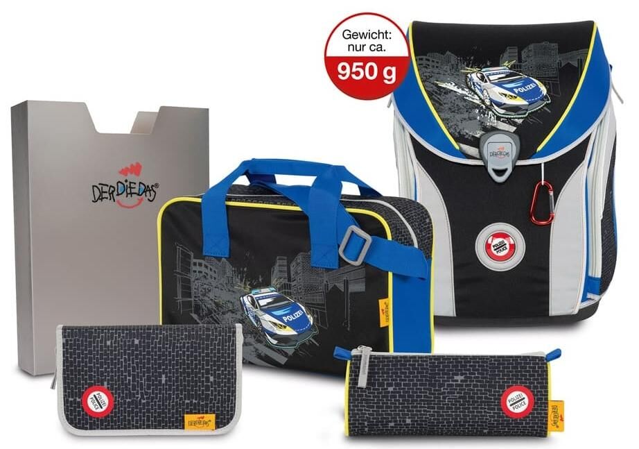 DerDieDas ErgoFlex Max Schulranzen-Set 5tlg Speed Police