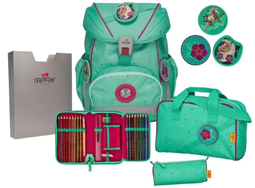 DerDieDas ErgoFlex Superlight Schulrucksack-Set 5tlg Peppermint Pony
