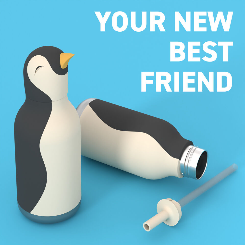 Asobu Bestie Bottle Trinkflasche 460 ml Tier, Vogel, Pinguin