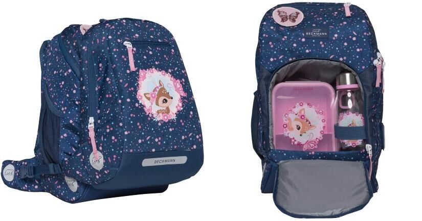 Beckmann Active Air FLX Schulrucksack-Set 6tlg Forest Deer Blue - Leichtgewichte