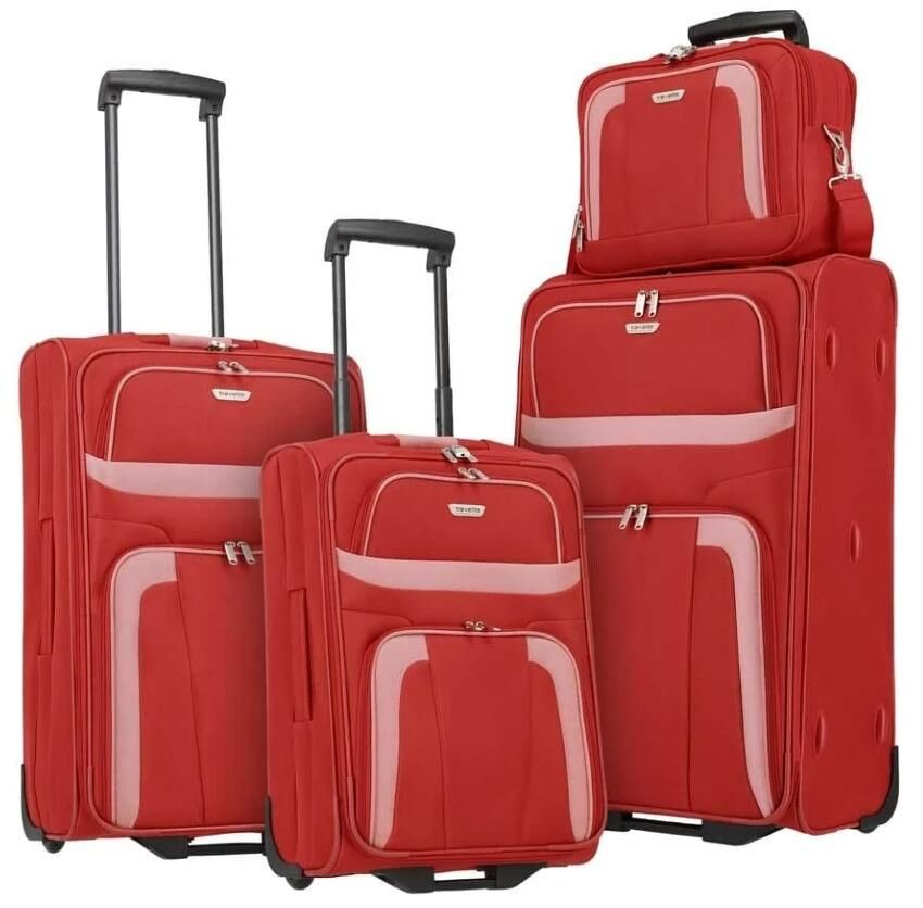 Travelite Orlando Trolley Set 4tlg S-M-L und Beautycase Rot