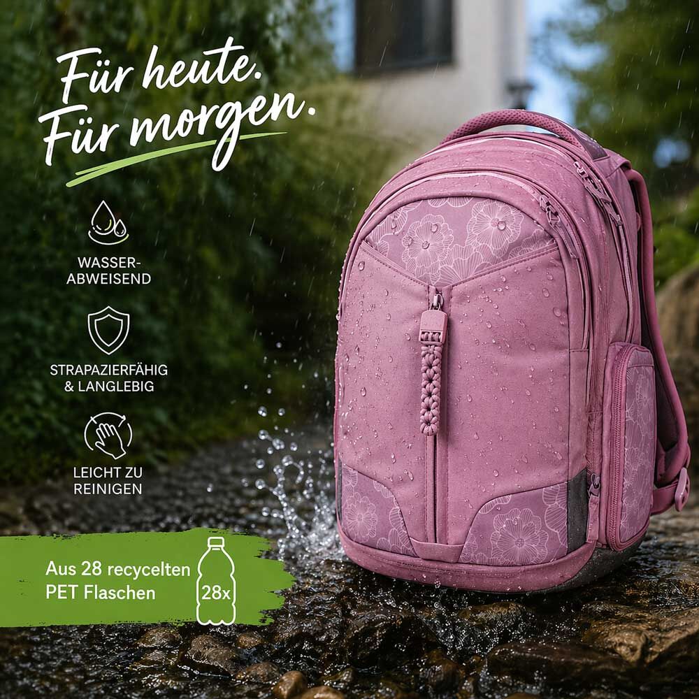 Nachhaltiger Schulrucksack aus wasserabweisendem und strapazierfähigem Polyester Robuster und wasserabweisender Satch Match Schulrucksack aus recyceltem Material