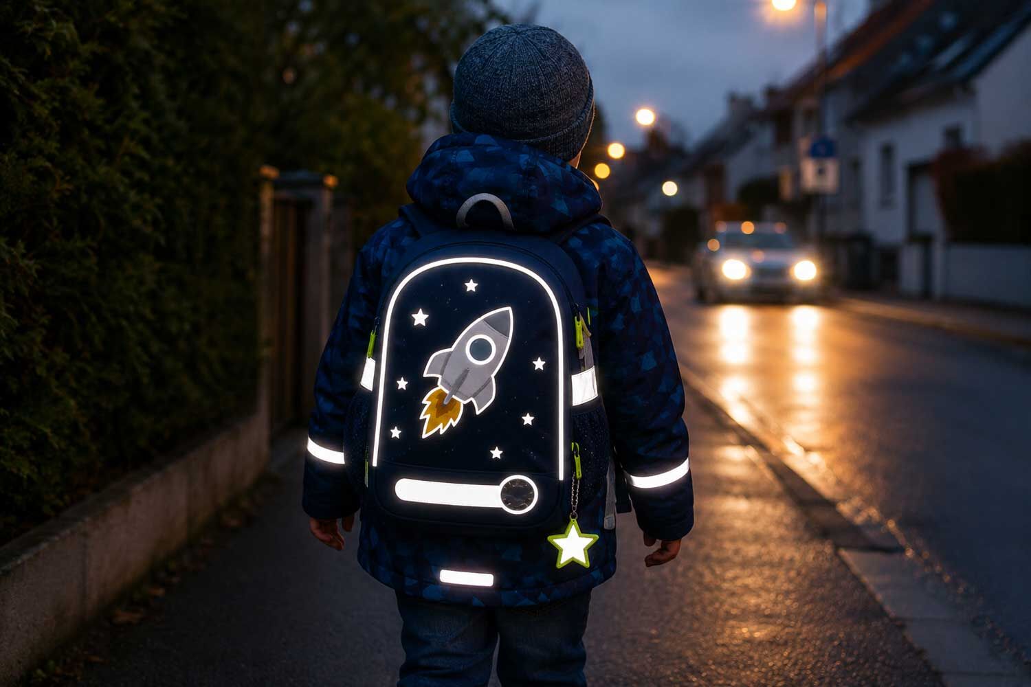 Kindergartenrucksack mit reflektierenden Details für bessere Sichtbarkeit